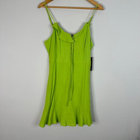 Lulu's Here to Dance Lime Green Lace-Up Mini Dress - Picture 3 of 8